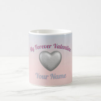 Taza De Café Silver Metallic Heart Pink Blue Pastel Valentine M
