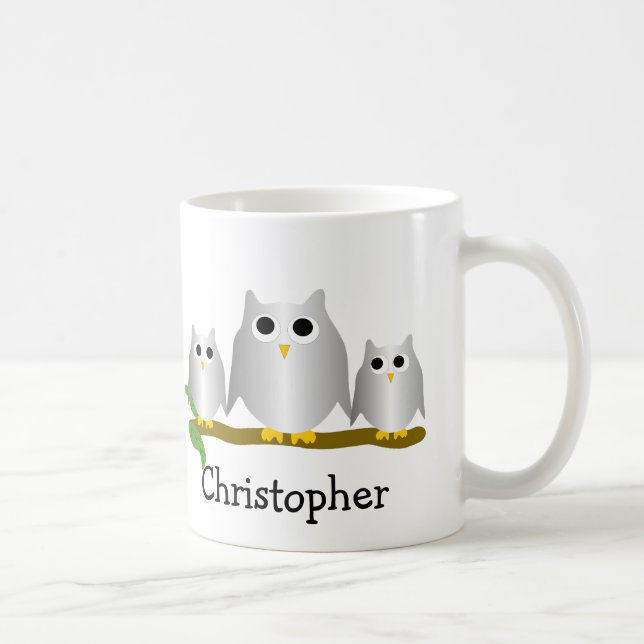 Taza De Café Silver Owls Design Personalised (Derecha)