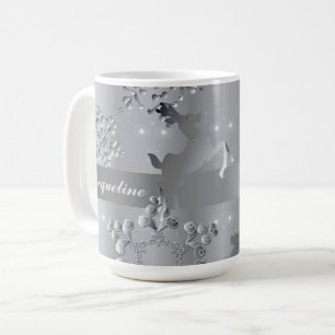 Taza De Café Silvery Reindeer & Snflakes Mug