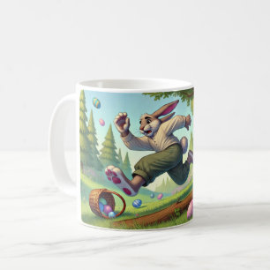 Taza De Café Silvestre chiflado de conejo de Pascua - una diver