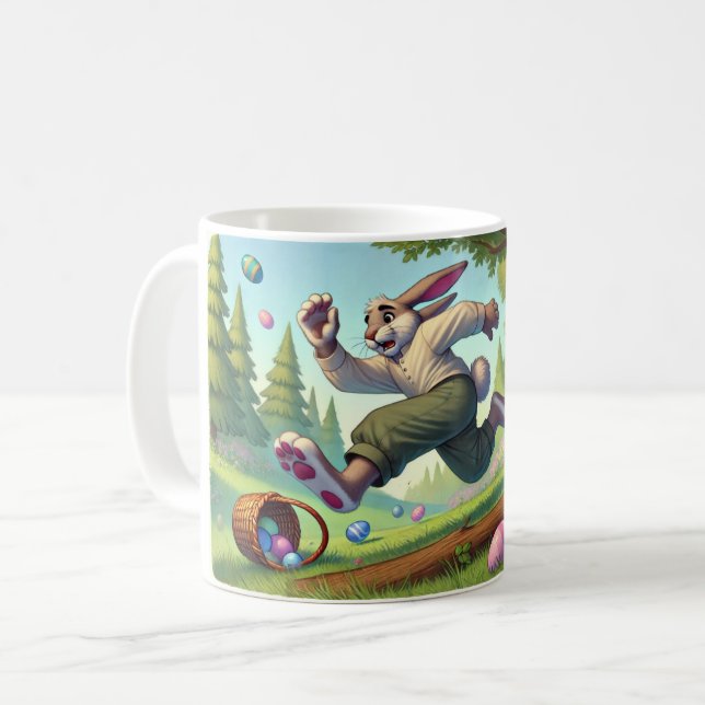 Taza De Café Silvestre chiflado de conejo de Pascua - una diver (Anverso izquierdo)