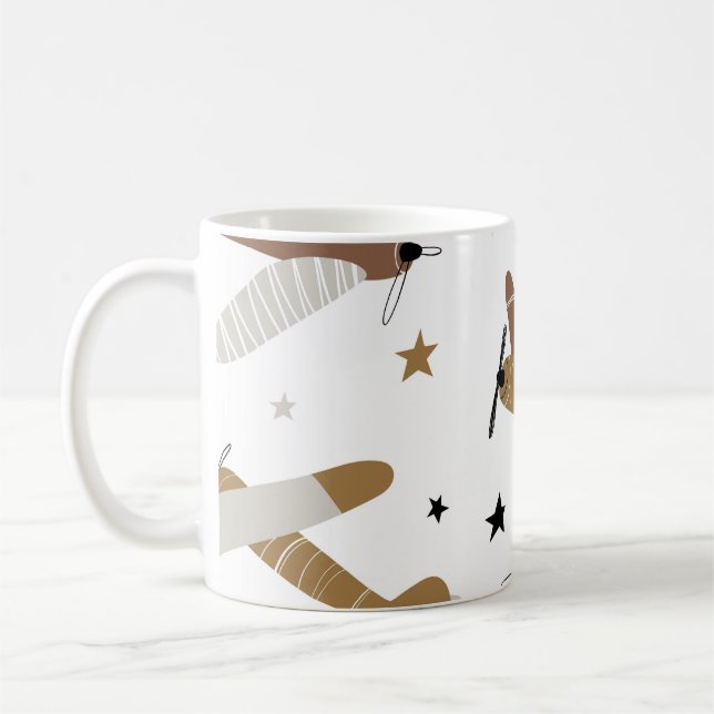 Taza De Café Sim de niños repitiéndose sin costura y dibujados  (Izquierda)