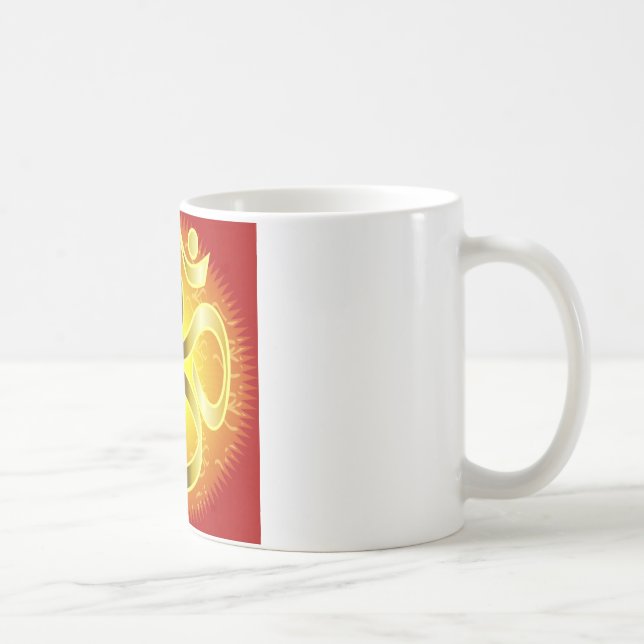 Taza De Café Símbolo Aum u Om en amarillo y rojo (Derecha)