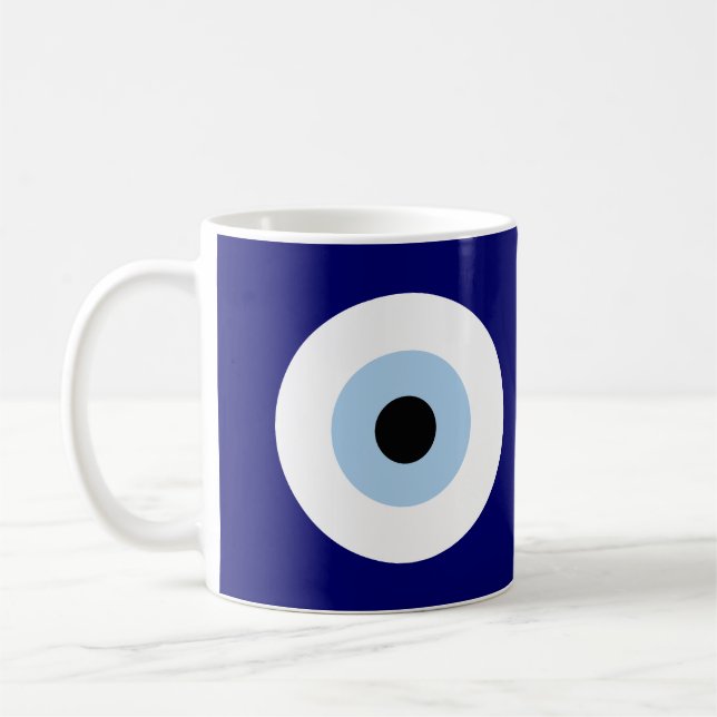 Taza De Café Símbolo azul malvado Ojo Buena suerte y protección (Izquierda)