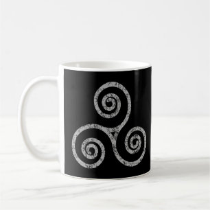 Taza De Café Símbolo celta de Triskelion, Triskeles (gris vinta
