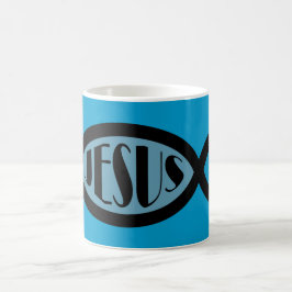Taza De Café Símbolo cristiano de los pescados de JESÚS