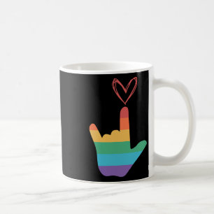 Taza De Café Símbolo de amor arcoíris Asl sordo
