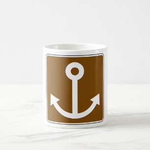 Taza De Café Símbolo de ancla náutica Señal de marina marrón