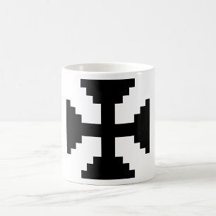 Taza De Café Símbolo de cruz negra de arte pixelado 