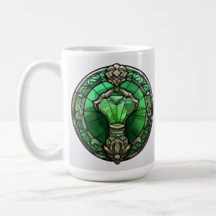 TAZA DE CAFÉ SÍMBOLO DE ESTILO IRLANDÉS VERDE CLADDAGH