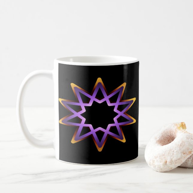 Taza De Café Símbolo de estrella de Naranja púrpura de árbol de (Con donut)
