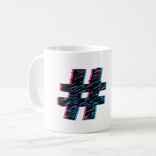 Taza De Café Símbolo de etiqueta de efecto 3D dibujado a mano d