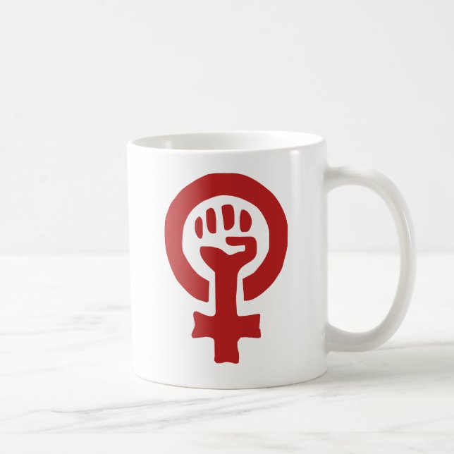 Taza De Café Símbolo de feminismo rojo (Derecha)