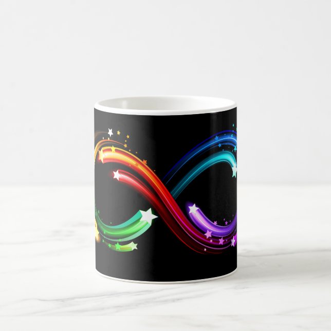 Taza De Café Símbolo de infinito de cometas de arcoíris (Centro)