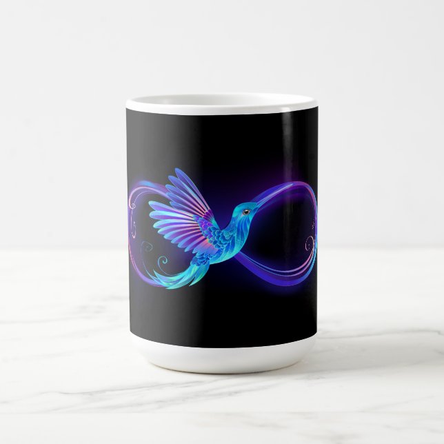 Taza De Café Símbolo de infinito neón con colibrí brillante (Centro)