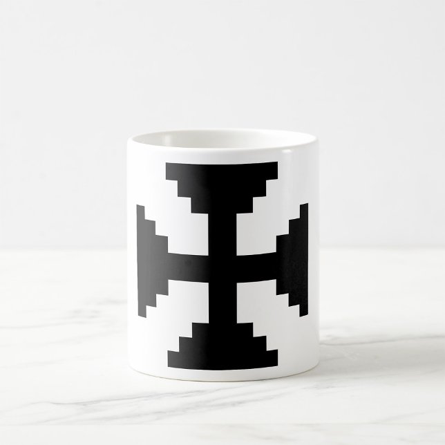 Taza De Café Símbolo de la cruz negra de arte de píxeles (Subido por el creador)