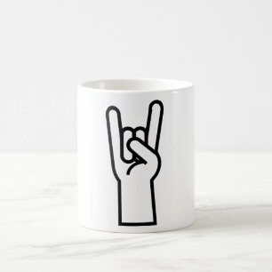 Taza De Café Símbolo de la mano de la roca y del rollo