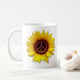 Taza De Café Símbolo de la paz interior del girasol Anti-Guerra