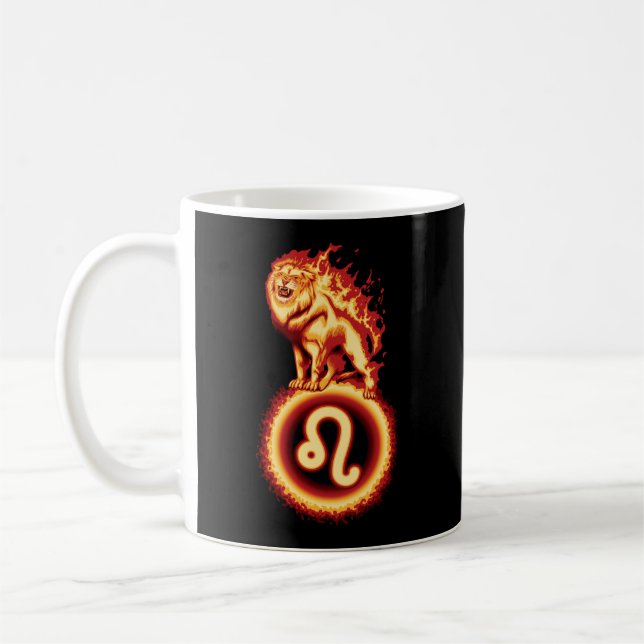 Taza De Café Símbolo de león de fuego - Rótulo Leo Zodiac (Izquierda)