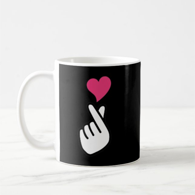 Taza De Café Símbolo de mano coreano del corazón del dedo KPOP  (Izquierda)