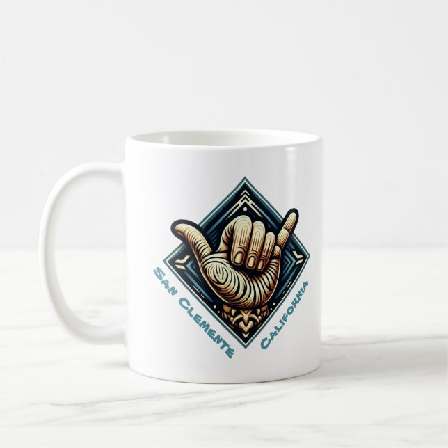 Taza De Café Símbolo de mano de surfista (Izquierda)