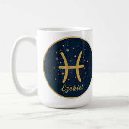 Taza De Café Símbolo de oro de zodiaco de pez gemelo Pisces per