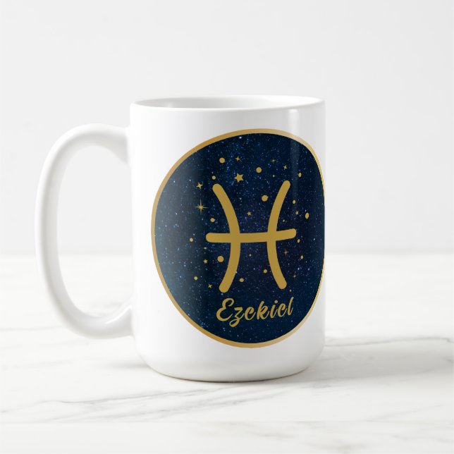 Taza De Café Símbolo de oro de zodiaco de pez gemelo Pisces per (Izquierda)