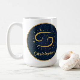 Taza De Café Símbolo de oro zodiaco de cáncer personalizado azu