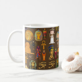 Taza De Café Símbolo de patrón jeroglífico egipcio antiguo