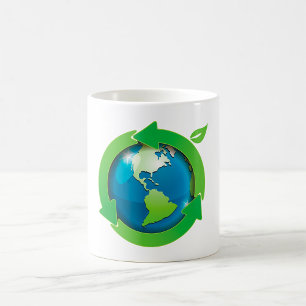 Taza De Café Símbolo de reciclaje de la Tierra Ecológico Amigab