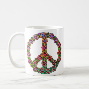 Taza De Café Símbolo de signo de paz de flor