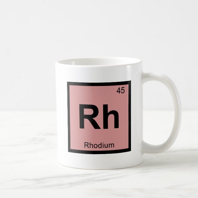 Taza De Café Símbolo de tabla periódica de química de rodio (Derecha)