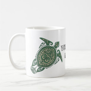 Taza De Café Símbolo de tortuga marina chamánica + tus ideas y 
