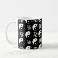 Símbolo de Yinyang negro patrón de texto chino