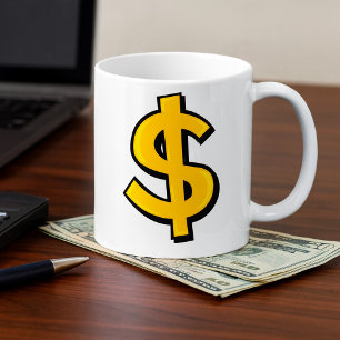 Taza De Café Símbolo del dólar amarillo