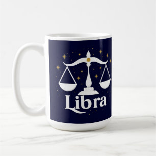 Taza De Café Símbolo del signo zodiacal Libra con estrellas y b