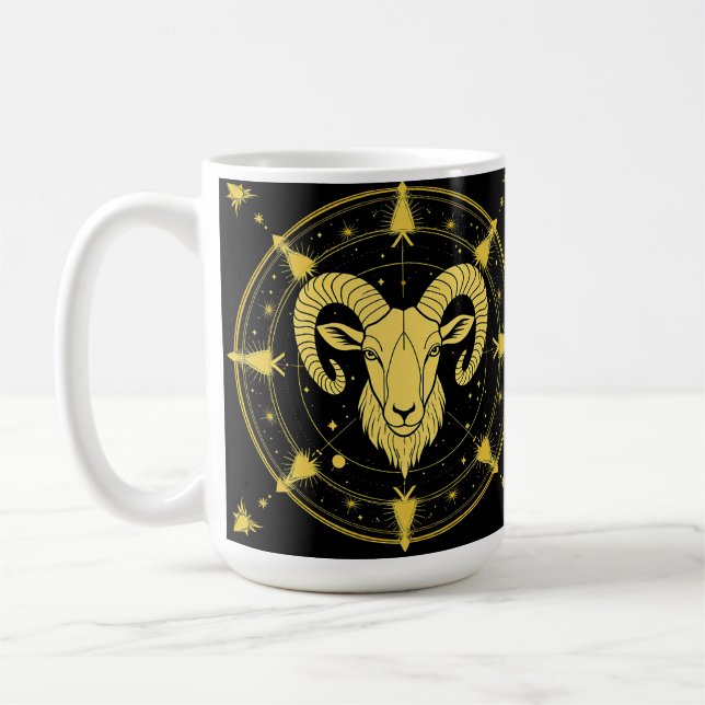 Taza De Café Símbolo dorado del zodíaco de Aries (Izquierda)