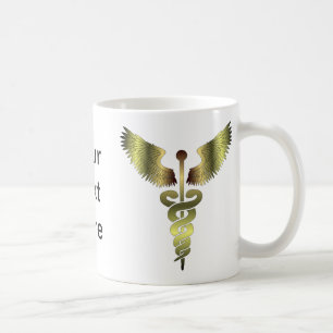 Taza De Café Símbolo Gold Caduceus
