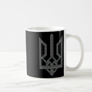 Taza De Café Símbolo gris ucraniano Tryzub en el pecho - Ucrani