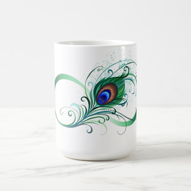 Taza De Café Símbolo infinito con pluma de pavo real (Centro)