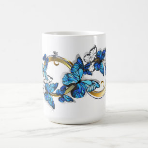 Taza De Café Símbolo infinito de mariposas Morpho azules