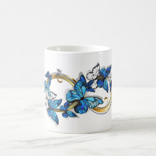 Taza De Café Símbolo infinito de mariposas Morpho azules