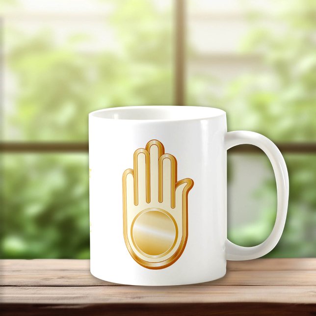 Taza De Café Símbolo jain (Jain Symbol Coffee Mug.
Golden Ahimsa symbol of the Jain faith. Customize with your text.)