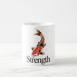 Taza De Café Símbolo japonés de koi de fuerza para motivación d