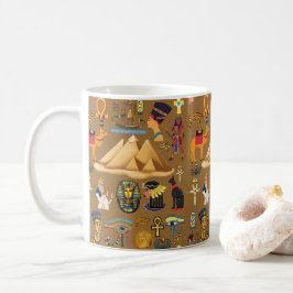 Taza De Café Símbolo jeroglífico del patrón egipcio antiguo