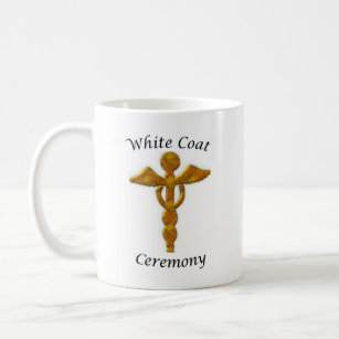 Taza De Café Símbolo médico de oro de la Ceremonia de Abrigo Bl