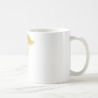 Taza De Café Símbolo médico del oro del caduceo