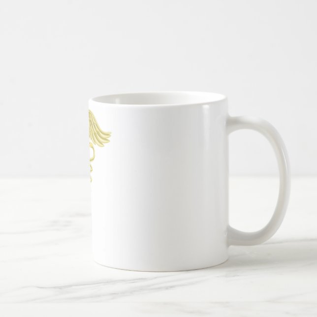 Taza De Café Símbolo médico del oro del caduceo (Derecha)