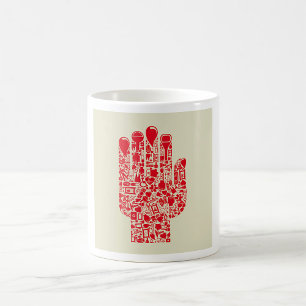 Taza De Café Símbolo Médico Mano Roja Asistencia Sanitaria