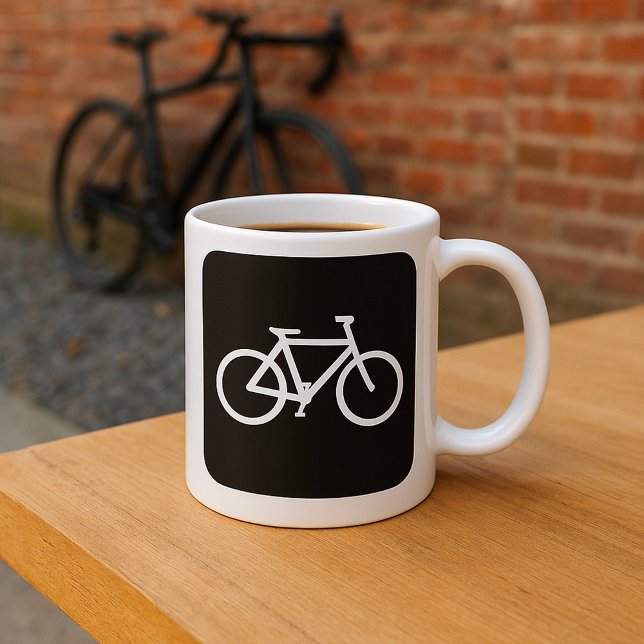Taza De Café Símbolo minimalista de bicicleta blanco y negro (Subido por el creador)
